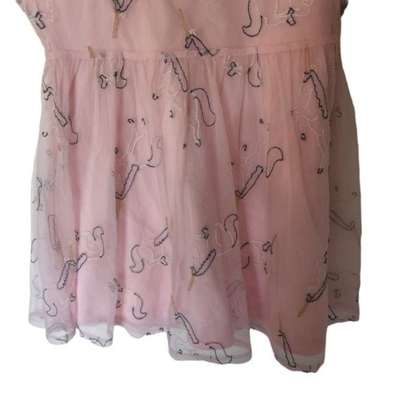 Hanna Andersson Embroidered Dress Tulle Pink Unicorn size 120 size 6 7 Years - Picture 3 of 5